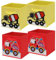 Rainbow Tree Cube Storage Box Kids Set of 4, Kids Playroom Bedroom Toy Box, Foldable Toy Storage Organiser, Baby Nursery Storage Bin, Toddler Toy Basket (2 Yellow+2 Red Trucks)