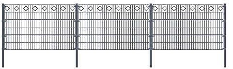 Doppelstabmattenzaun MORATA Raute Höhe: 120 cm/Länge: 30 m 2x Eckpfosten I Gartenzaun, Mattenzaun