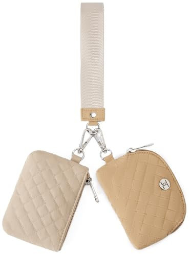 Telena Mini Wristlet Geldbörsen Damen kleine Portemonnaie mit Reißverschluss Münztasche Canvas Wallet für Sport