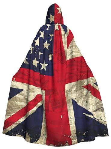 BEIVGOXL Kapuzenumhang mit USA-Flagge, personalisierbar, Halloween-Umhang, Erwachsenen-Umhang mit Kapuze, übergroßer Umhang mit Fliege, Unisex, Cosplay-Kostüme