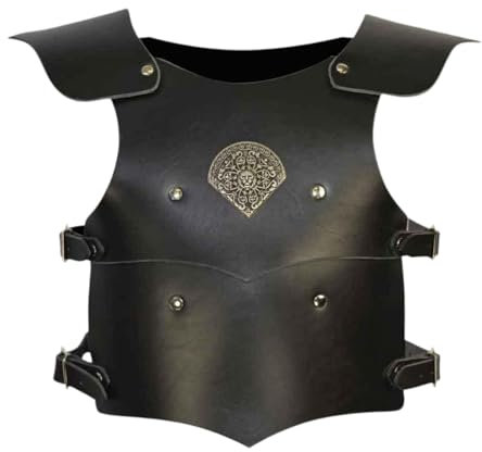 Amagogo Mittelalterliche Brustpanzerung im Retro-Design, Dekorweste, Rüstung für Rave-Partys, Rollenspiele, Schwarz