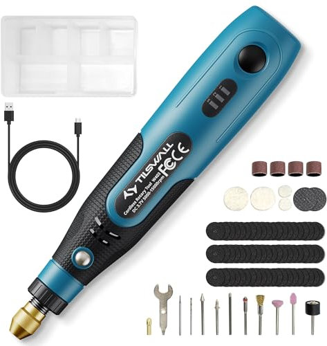 Tilswall Mini Cordless Rotary Tool Kit, 3-Speed 3.7V Power Rotary Tools with 82 Accessories, USB Charging Multi-Purpose Rotary Tools Set for Sanding, Polishing, Drilling, Cutting, DIY Crafts