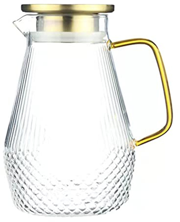 Jeenuuder Pitcher,1600Ml/54Oz Water Pitcher,Glass Pitcher with Lid,Heat Borosilicate Glass Pitcher for Tea,Juice,Milk