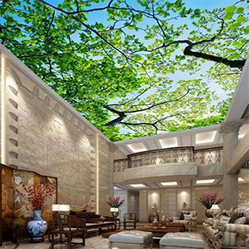 Papier peint mural 3D bleu ciel vert feuilles branches décoration de la maison salon chambre peinture murale art
