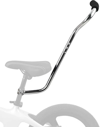ZUKKA Fahrrad Training Schubstange Trainer Handle Balance Push Bar Lernen Handle Push Bar für Kinderfahrräder-Unisex Erwachsene,Silber