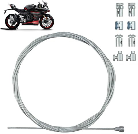 Cable de Embrague Universal, Kit de Reparación de Cable de Embrague Moto Universal, Ø1,5mm, Cable de Freno Del Acelerador con 8 Piezas Universales de Pezones para Motocicletas y Bicicletas de Cross
