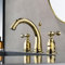 Robinet Salle Bain avec Tirette de Vidage Or Robinet Lavabo 3 Trous Mitigeur Lavabo avec Tirette et Bonde