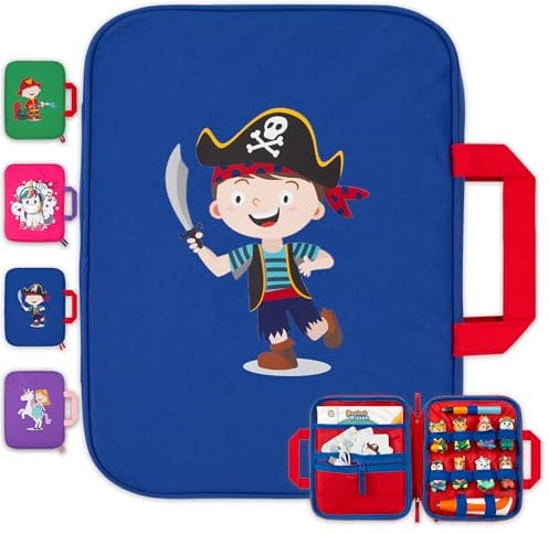 GRINSEZWERGE Tasche für Edurino & Tonies Figuren, TipToi Stift und Zubehör | Sammel-Mäppchen mit Platz für 8 Figuren | auch für Tip TOI Zubehör und Bücher sowie Toniebox Tonie Figuren Pirat