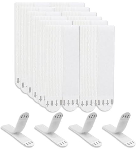 Flintronic Accroche Tableau sans Percer, 12 Paires (24Bandes) Languette Accroche Tableau, Tiras Adhesivas Blancas, Accroche Murale Sans Percer pour Calendriers, Cadres Photo et Affiches