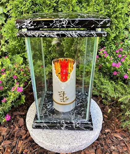 AURUM Grablampe mit LED Kerze Grablicht NEU Grabdekoration Grabschmuck Gartenlampe H. 29 cm Kerze incl. Grabkerze - Höchste Qualität