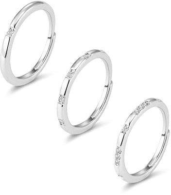 ALEXCRAFT Ringe Set Silber 925 Damen Frauen Wasserfest Silver Rings für Freundin Mama 3 Stück