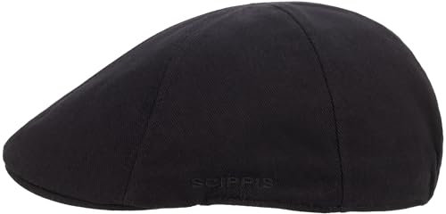 SCIPPIS Kintail Cap – Klassische Schiebermütze aus 100% Baumwolle | Flatcap mit Stretchbund | Atmungsaktiv & komfortabel | Unisex in S/M & L/XL (DE/NL/SE/PL, Alphanumerisch, L, XL, Schwarz)