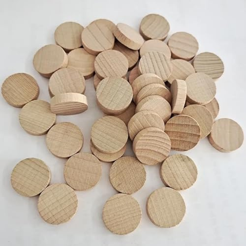 Holzscheiben zum Basteln, 50 Stück, 1 x 1 cm, unlackiert, rund, blanko, Kreise, Holzstück für Kunst, Handwerk, Projekt, Party-Dekorationen