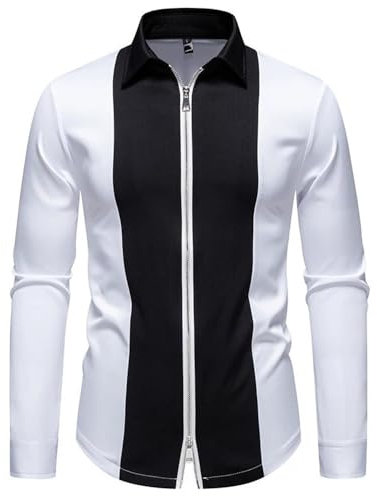 Longsleeve Leichte Mode Casual Shirt Persönlichkeit Gutaussehend Trend Tops Knopfleiste Urban Klassisch Arbeit Hemd Herren H-White XXL