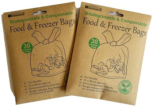 Toastabags Compostable and Biodegradable Food and Freezer Bags, 60 Medium Bags, 15 x 40 cm