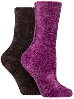 SockShop Ladies Chenille Boot Socks - Silky Smooth Material, for Outdoors, walking & Hiking in a Multipack of 2 Pairs in Many Colours Size 4-8
