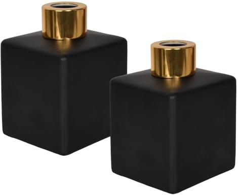 2 Bouteilles vides de diffuseur de 150 ML, Petites Bouteilles en Verre d'aromathérapie Salle de Bain, Bureau Noir Mat (Noir Mat)