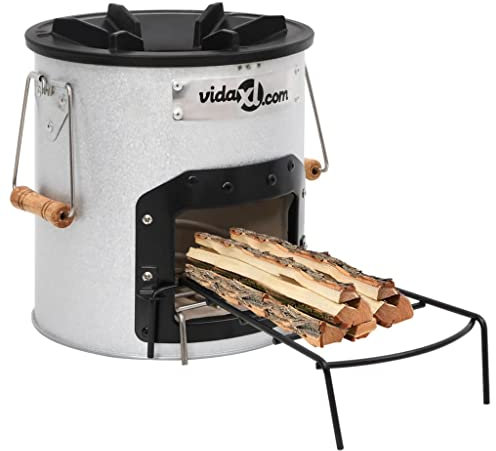 AJJHUUKI Kaminofen Camping Holzofen Silber 45x25x26cm Stahl