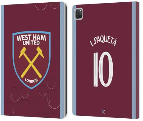 Head Case Designs Offizielle West Ham United FC Lucas Paquetá 2023/24 Spieler Home Kit Leder-Wallet-Hülle Kompatibel mit Apple iPad Pro 12.9 2020/2021/2022