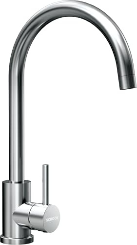SCHOCK |Küchenarmatur Prima, Einhebelmischer mit hohem gebogenen Auslauf, Schock Saving 90°, Schwenkauslauf 360°, Edelstahl 304, massiv kombinierbar mit Spülbecken.