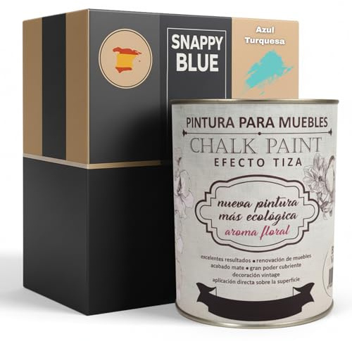 Snappy blue Pintura a la Tiza para Muebles sin lijar - TURQUESA, 750ML Pintura Chalk Paint Efecto Tiza Ideal para restauración y decoración de muebles
