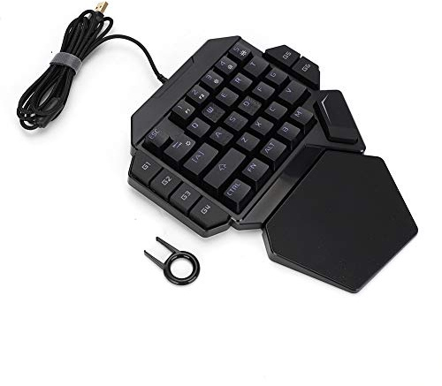 BHGAFD One - Handed RGB Backlit Mechanical Gaming Keyboard, 35 - Key Compact Design with Blue Switches, Macro Recording Function, 9 Backlight Colors for PC Win10/8/7/Linux