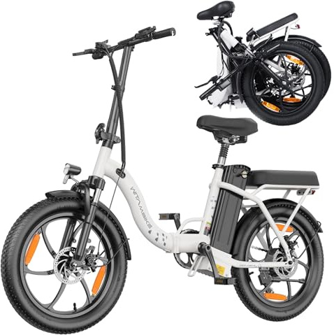 CHEEVALRY Faltbares E-Bike 20 Zoll, 250W Elektrofahrrad mit 48V 16AH Akku (100km), 7 Gang Cityrad mit Federung, LED & Scheibenbremsen, Carbonstahl-Rahmen