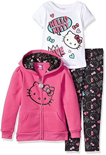 Hello Kitty Girls' 3 Piece Hooded Legging Set Clothing, Pink Pink, 6X