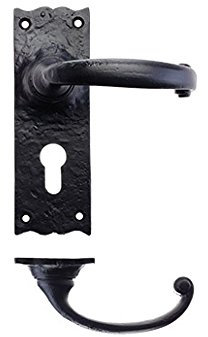 Traditional Lever Euro Profile 50x150mm in Black Antique FF111EP