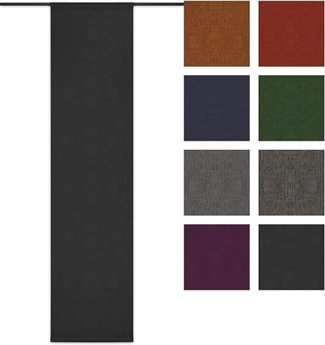 Rollmayer Blickdicht Schiebevorhang Melange Grafit 22 Tunnel 60x200cm | Leinenoptik Flächenvorhang inkl. Beschwerungsstange