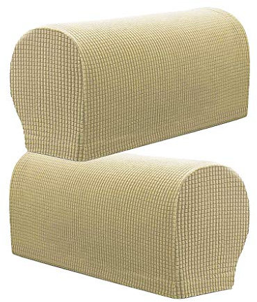 F Fityle 1 Paar Armlehnenschoner Lehnenüberwurf Hussen Bezüge für Sofa Couch, Beige