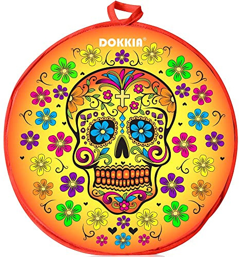 DOKKIA Tortilla Warmer Taco 12 Inch Insulated Cloth Pouch - Microwavable Use Fabric Bag Servers to Keep Food Warm (12 Inch, Sugar Skull Day of The Dead Dia De Los Muertos Halloween Cinco De Mayo)