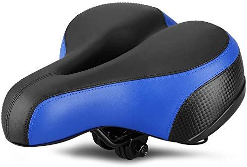 VOANZO Fahrradsitz Fahrradsattel, Soft Wide Fahrradsattel Fahrradsitz Kissen für MTB Road Gel Comfort Hybrid Radfahrer (blau und schwarz)