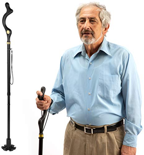 Medical King Walking Cane for Men & Women - Special Balancing Stick With 10 Adjustable Heights - Self Standing, Folding, Portable, Collapsible, and Comfortable