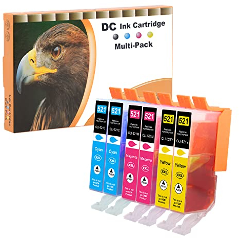 D&C 6X Druckerpatronen Kompatibel für Canon PGI-520 CLI-521 für Canon Pixma MP630 MP640 Series MP640R MP980 MP990 MX860 MX870 Series IP3600 Series IP4600 Series IP4600X IP4700 MP540 MP550 MP560 MP630
