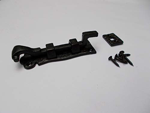 Necked Scroll Door Bolt Black Antique (5'')