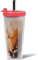 Dodoko Reusable Boba Cup and Straw - 17 oz Hot Pink Bubble Tea Cup with Lid for Iced Coffee, Smoothies and More