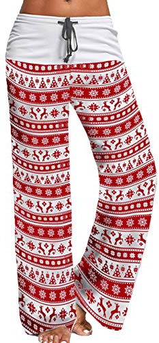 Famulily Ladies Comfy Drawstring Long Wide Leg Lounge Pants White XXL