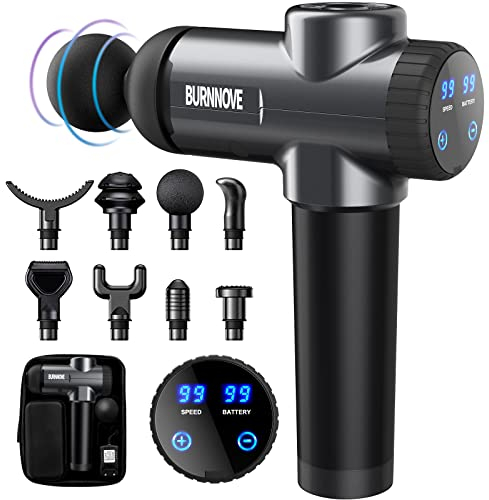 BURNNOVE Massagepistole Massage Gun für Nacken Schulter Tiefen Massagegerät mit 99 Geschwindigkeiten 8 Massageköpfen Elektrisches Handmassagegerät 2800 mAh mit Aufbewahrungstasche LED Touchscreen