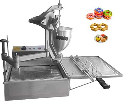 TXMACHINE® Machines à donuts Machine commerciale de Donuts entièrement automatique en acier inoxydable 7L(3 tailles de moul,220V/50HZ)