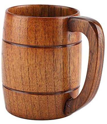 Jarra de cerveza de madera - Taza de café de cerveza vintage con asa Retro Gran capacidad Té Agua Taza clásica de madera para beber Restaurante Hotel y uso doméstico