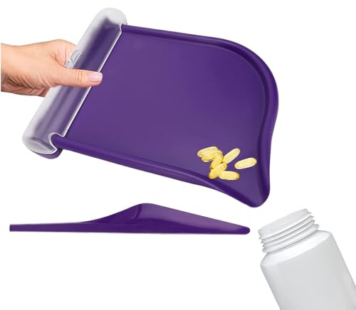 Pill Counting Tray with Spatula, Right Hand Reusable Pills Counter Dispenser Pharmacy Pharmacists Tool with Clear Chute Cover for Nurse Pharmacist Daily Counting Medicine