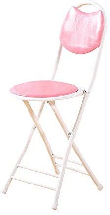 Folding chair Home Faltstuhl mit Rückenlehne faltbar und Komfortables Lederkissen stabil und langlebig (Color : Pink)