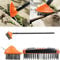 3 in 1 Extendable Telescopic Handle Paving Garden Patio Cleaner Weed Brush Broom Twin Heads Set, Metal Wire, V-Blade Scraping Tool, Clean Grout, Remove Weeds, Moss Build-Up, Eco-Friendly