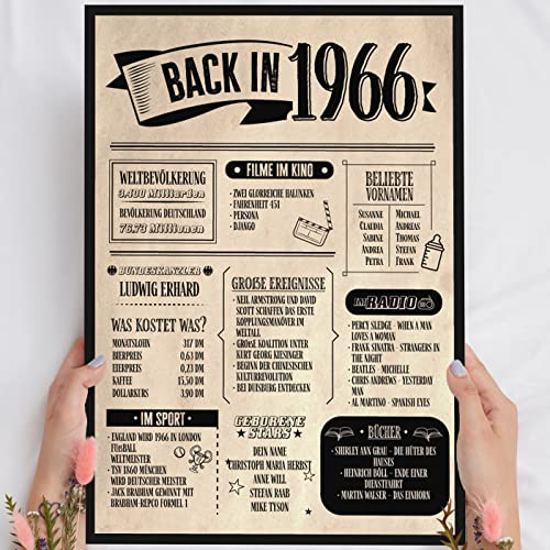 59 Geburtstag Geschenk, Alte Zeitung Holzbild Back in 1966 Vintage personalisierbar zum Hinstellen/Aufhängen opt. beleuchtet, 59 Geburtstag Frau, 59 Geburtstag Mann, 59. Geburtstag, 59 Geburtstag Deko