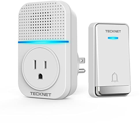 TECKNET Wireless Doorbell, Plug-through Door Bell, IP66 Waterproof Doorbells, 1300ft Cordless Rang Door Bell Ringer Wireless, 60 Ringtones & 5 Level Volume, 0-110 dB Doorbell Chime for Home/Classroom