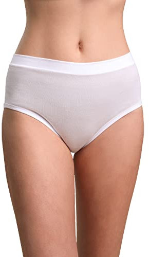 EGI 2 Slip da Donna Maxi in Puro Cotone Filo di Scozia (4/M, Bianco)