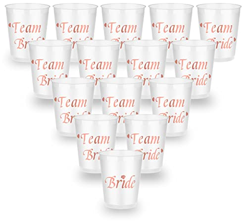 Solafas 20PCS Rose Gold Bachelorette Bride Cups & Team Bride 16oz Drinking Cups for Engagement, Bridal Shower, Hen Party, Wedding
