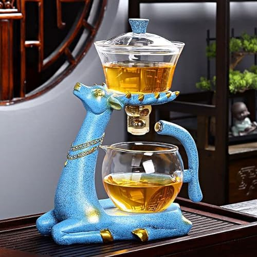 VIXDA Juego de té de Cristal Kungfu, desvío de Agua magnético para Cocina, infusores Sueltos, teteras, Tetera para cocinar, Vasos, Juego de Tetera magnética