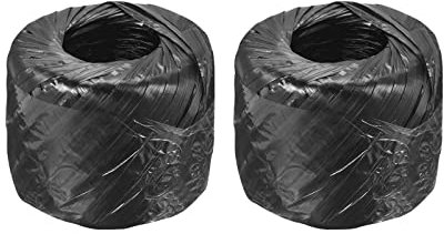 MECCANIXITY Lot de 2 ficelles en plastique et polyester nylon pour emballage de jardinage, travaux manuels, 100 m de long, noir